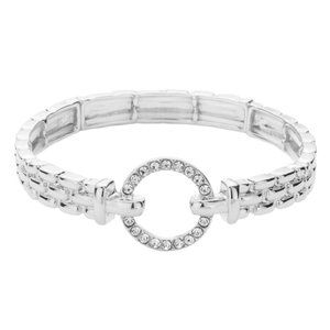 Stone Paved Open Circle Stretch Women Bracelet